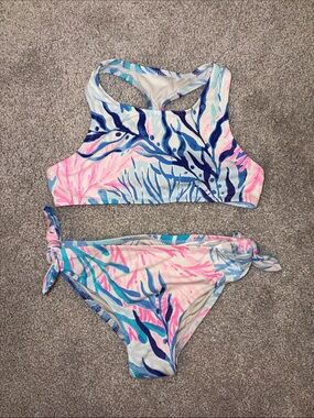 Lilly Pulitzer Pink & Blue Racerback Sea-Print Bikini Set